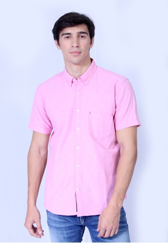 Jual Osella Baju Pria Kemeja Lengan Pendek Pink Original Zalora