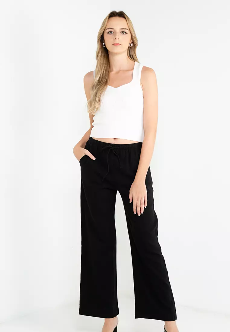 Abercrombie belted wide leg cheap pants