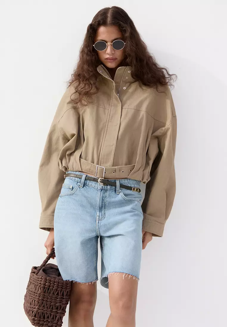 Straight Low-Rise Denim Bermuda Shorts