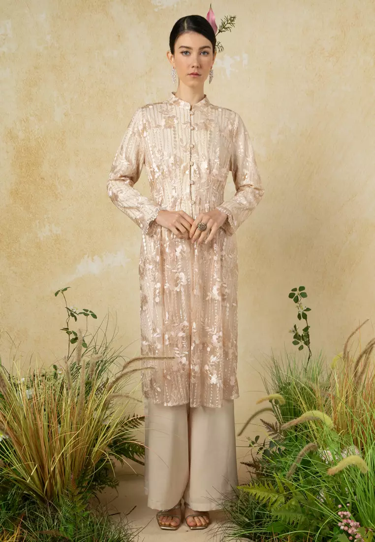 Citra Lace Long Top With Pants Set