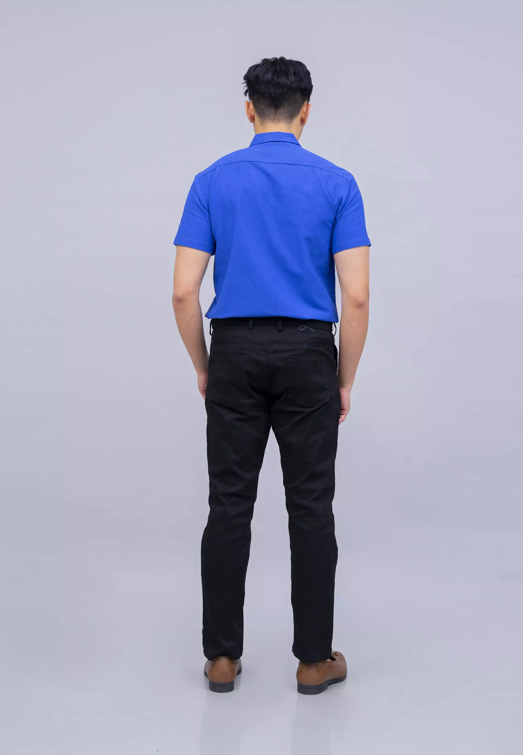Houseofcuff Kemeja Pria Lengan Pendek Slim Fit Biru Elektrik
