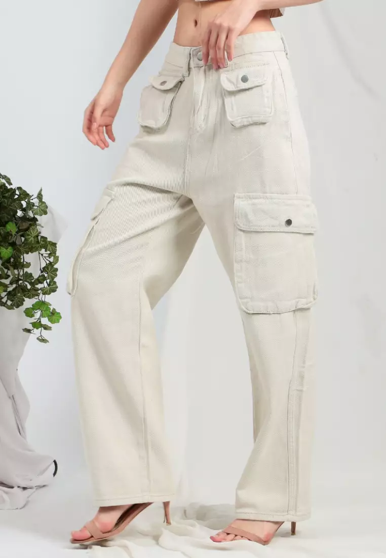 Leonar Cargo Jeans in White