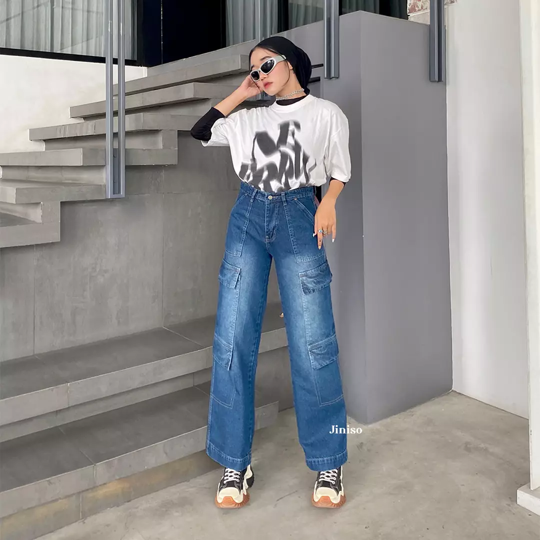 Highwaist Cargo Loose Jeans 554 PSYCHO