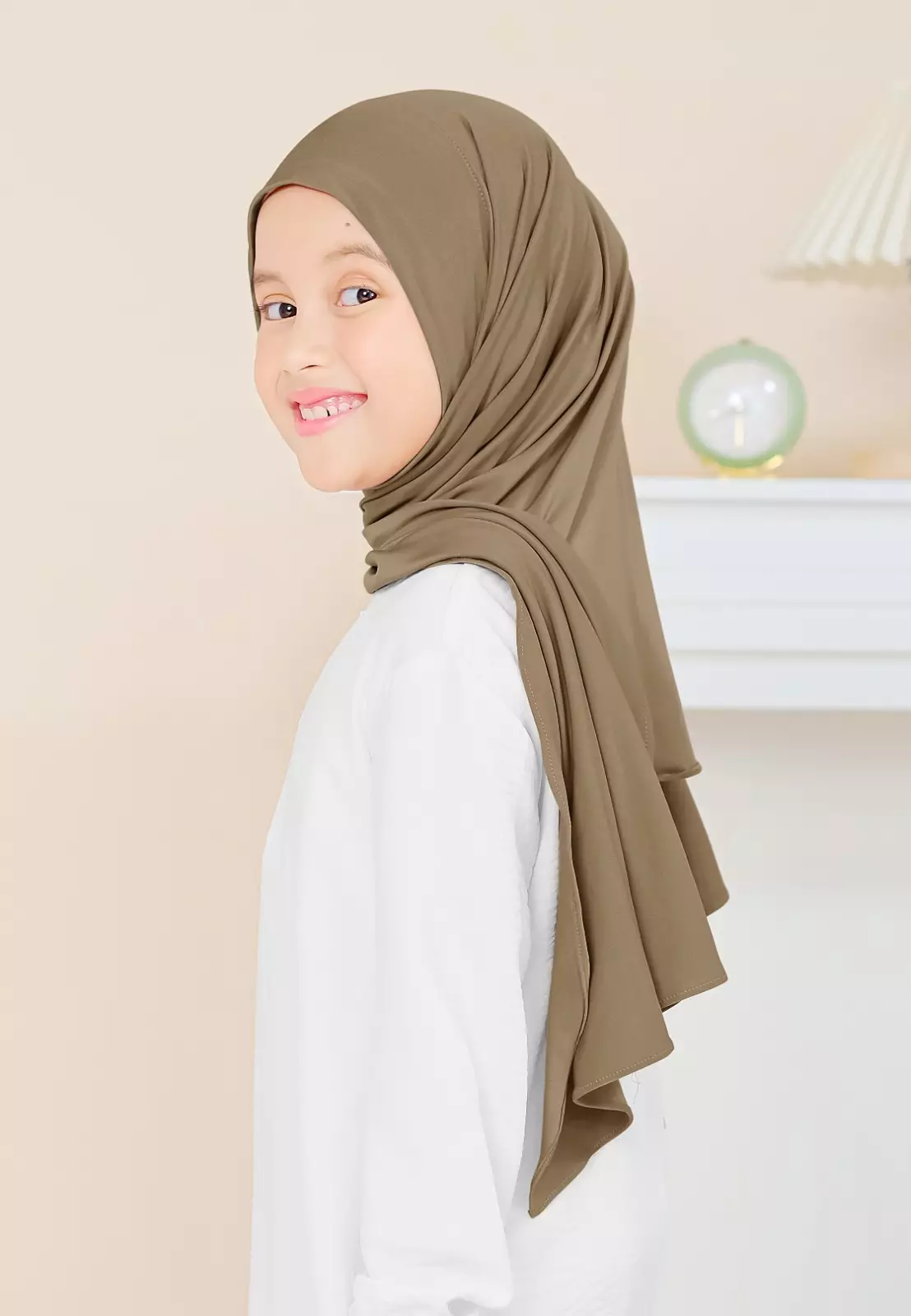 Cotton Bee - Calla Oval Instan | Hijab Pashmina Instan Anak - Chai Tea