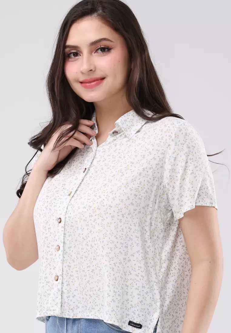 Woven Printed Rayon Short Sleeves Blouse