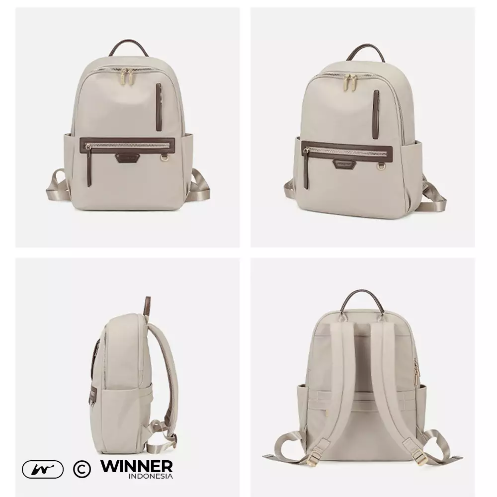 Tas Ransel Laptop 14 inch Oxford Anti-Air Backpack Korean Style (T14-026-6169) - Warna Khaki 14 inch