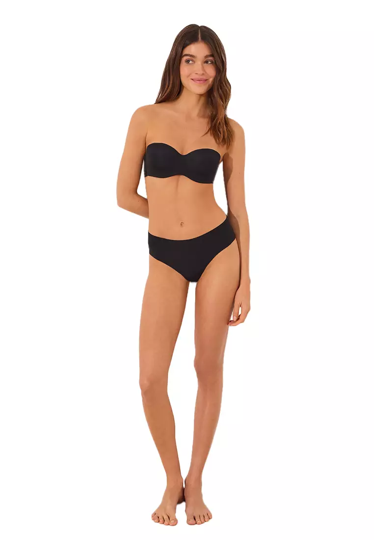 Wide Brazilian Microfibre And Black Lace Panty