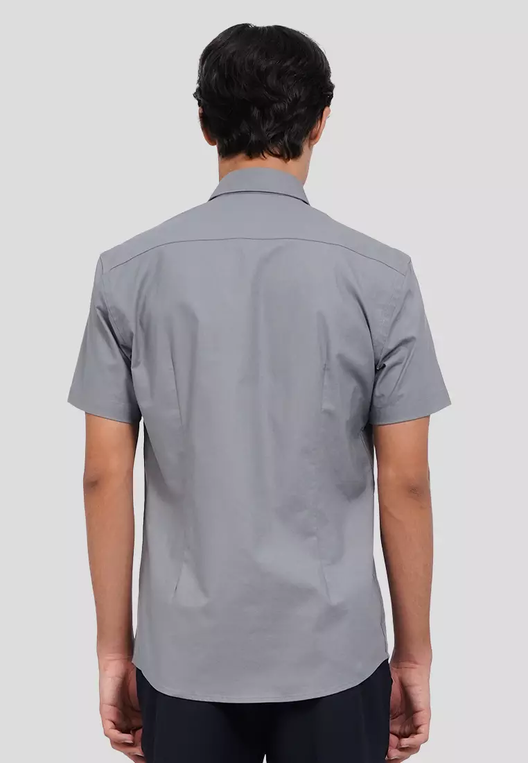Short Sleeve Textured Stretch Shirt