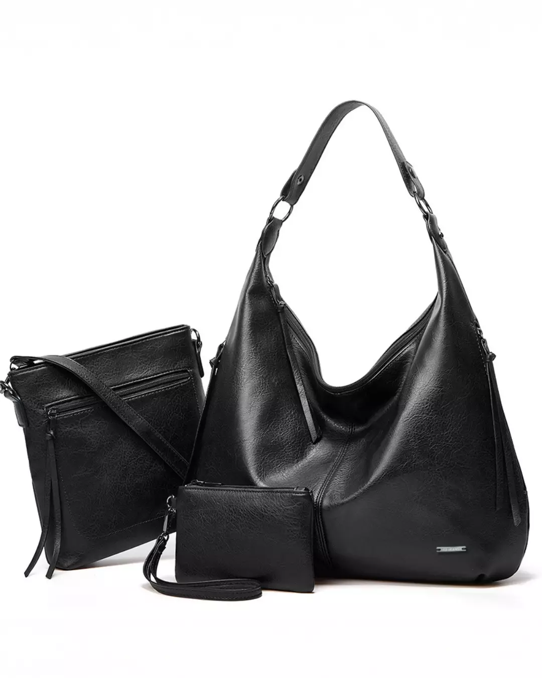 C2 Althea Black 3-in-1 Hobo Shoulder Bag - Tas Hobo 3-in-1 Wanita