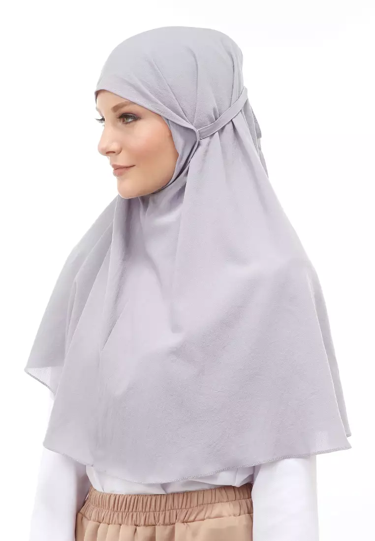 Tamara Jilbab Muslimah Wanita Motif Polos Relaxed Fit - Silver