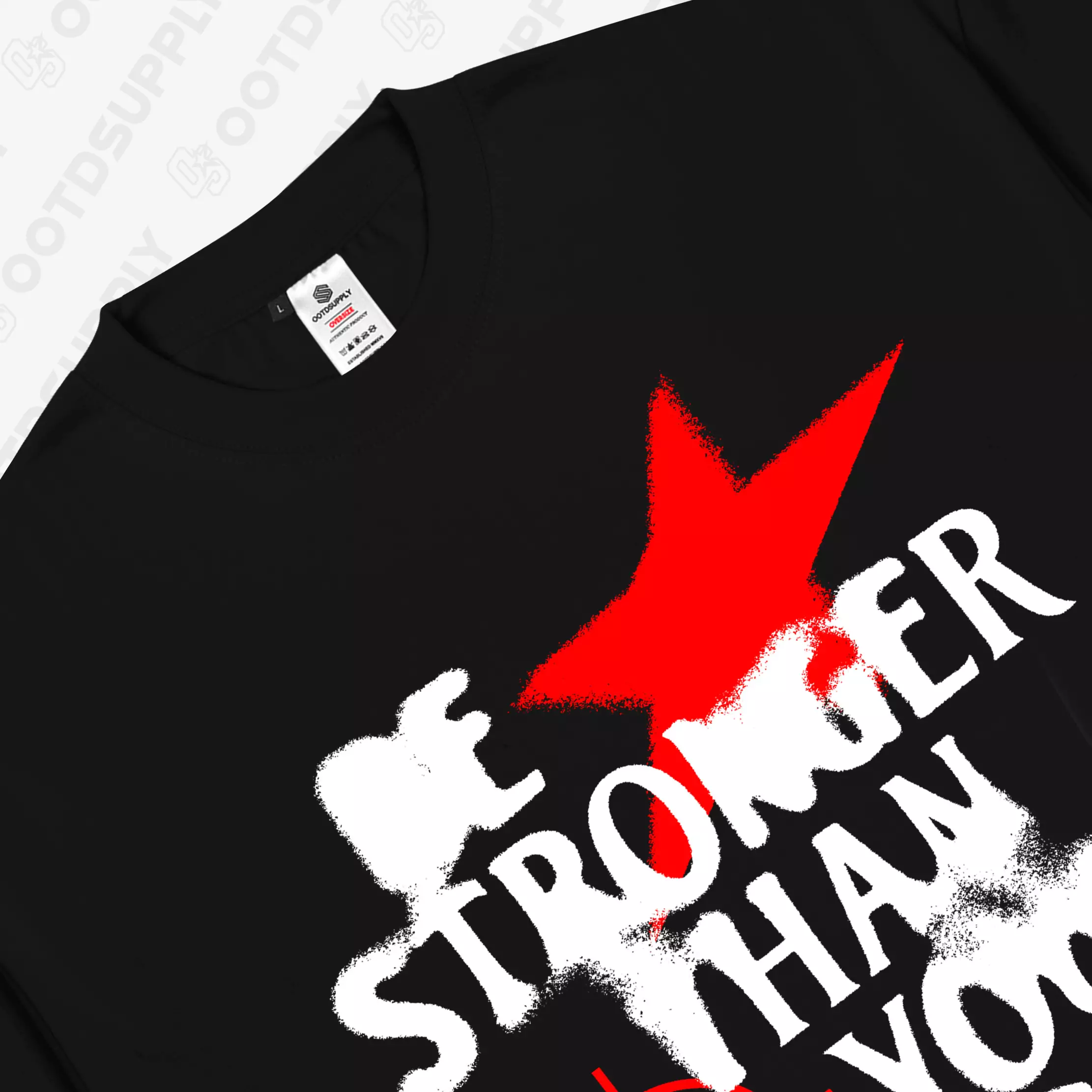 OOTDSUPPLY Boxy Fit Oversize Be Stronger Black & White l Tshirt Boxyfit l Kaos Boxy OVZB009