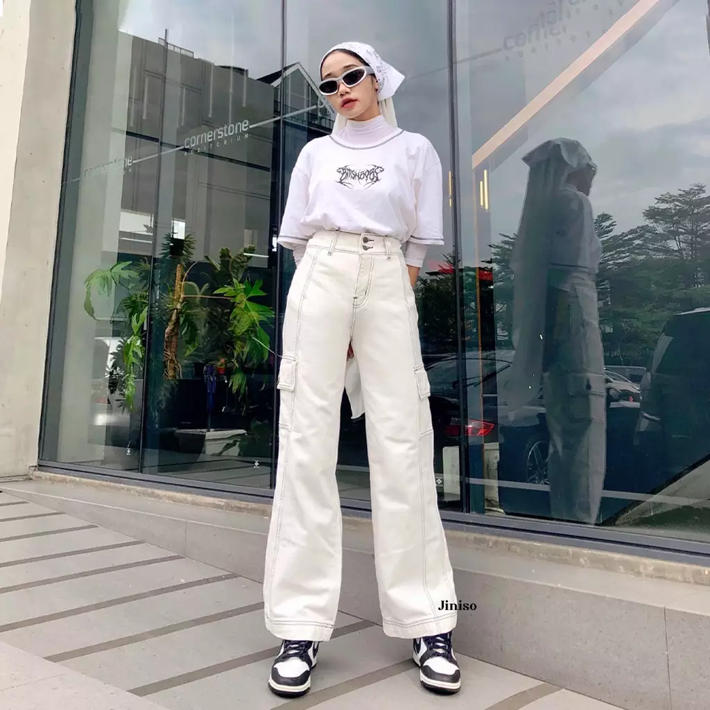 Highwaist Cargo Loose Jeans 409 HANDS UP