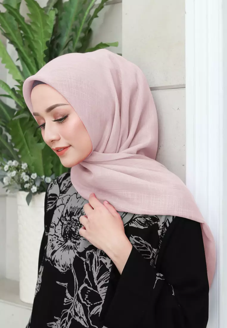 Linenna Scarf | Hijab Segiempat Linen Bamboo - Dusty Rose