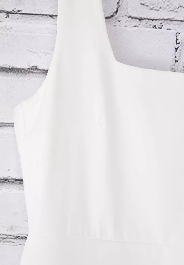 White Finike Woven Plus Size Dress