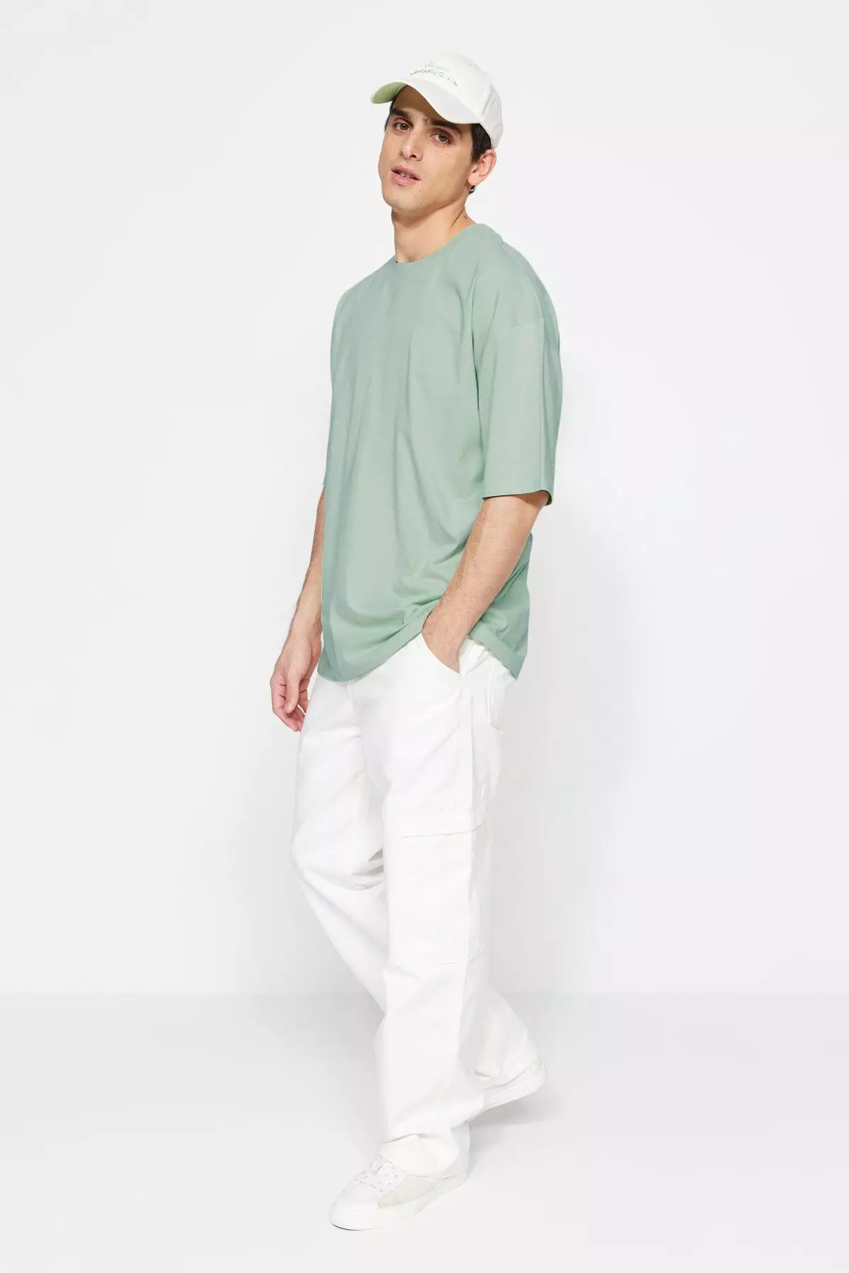 Dark Mint Oversize Basic T-Shirt 100% Cotton Short Sleeve