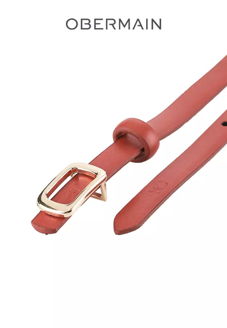 Ladies Belt 15MM Flat Buckle Leather Tan