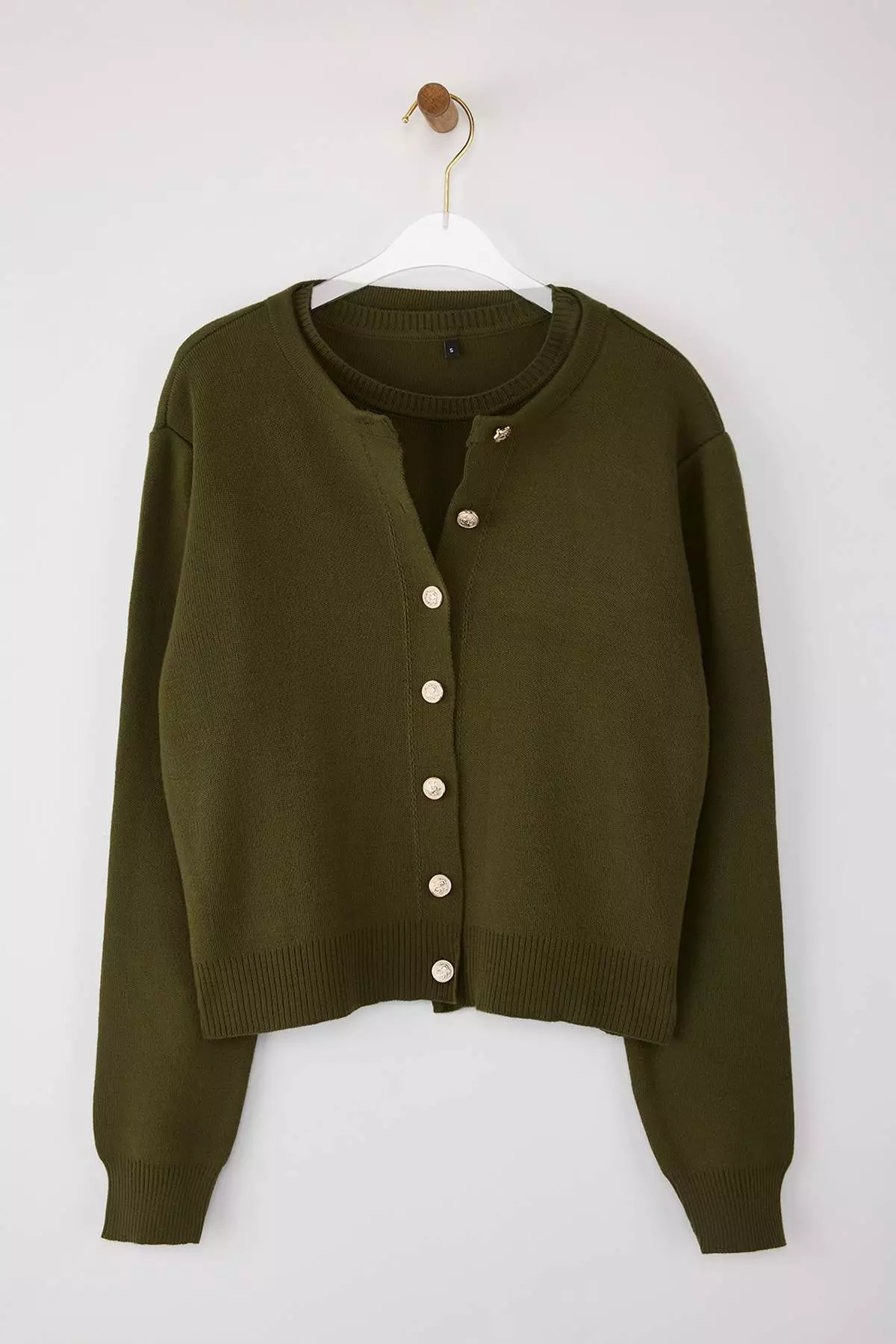 Khaki Basic Cardigan Blouse Knitwear Cardigan
