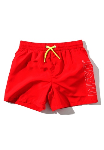Diesel red Polyester swim shorts with logo ABBA9KAE5C6ECCGS_1