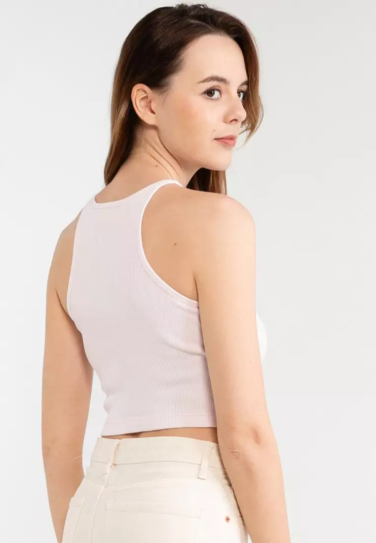 Embroidered Rib Racer Top