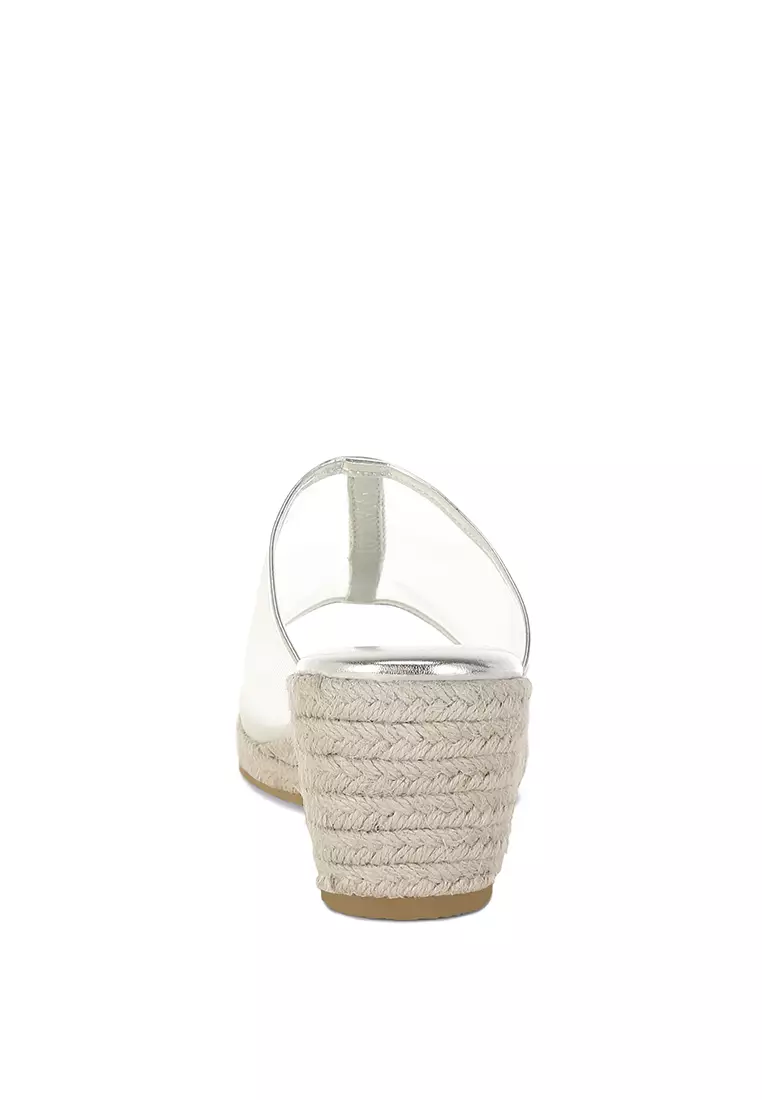 Sepatu Wedges Slip-On Mesh Bernapas Warna Silver