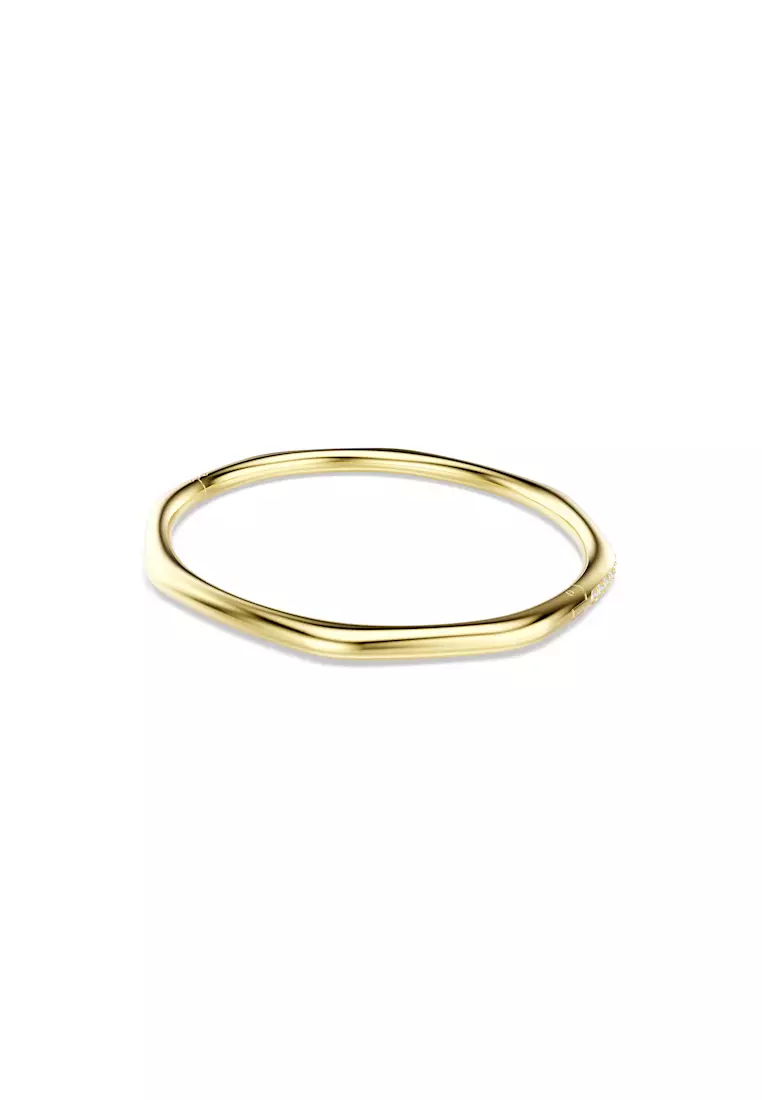 Dextera bangle, Octagon shape, Round cut, White, Gold-tone plated
