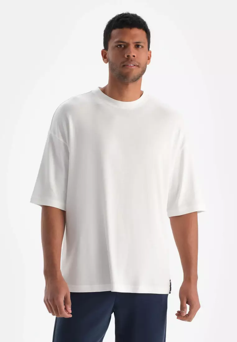 Buy DAGİ Off White T-Shirt, Sea Print, Crew Neck, Oversize, Short