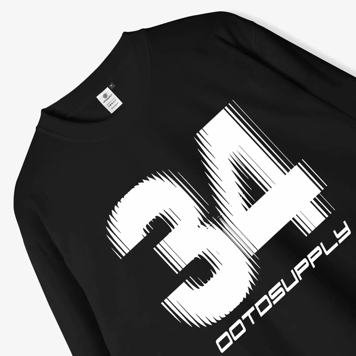 OOTDSUPPLY Longsleeve Thirty Four Black & Benhur l Kaos Lengan Panjang Pria dan Wanita LS027