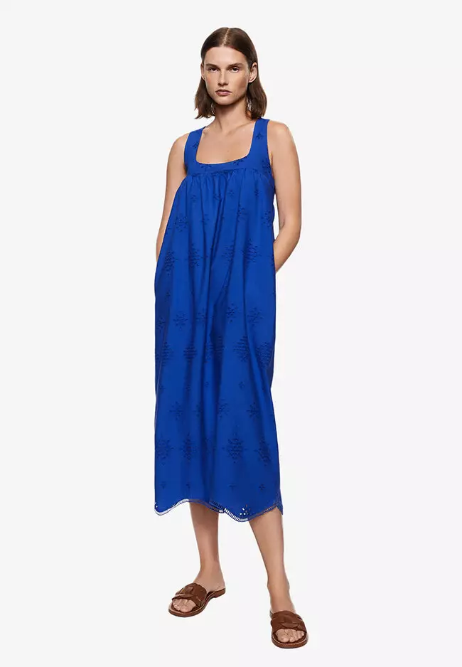 Mango blue clearance midi dress