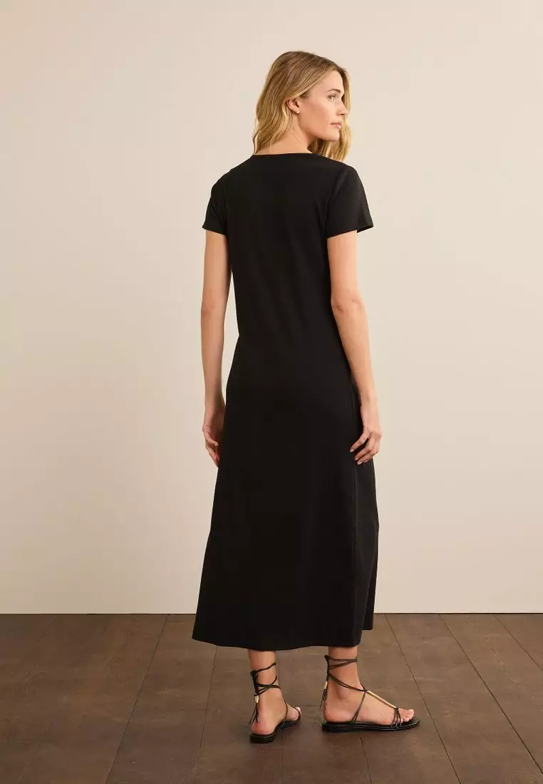 Buy NEXT Ribbed T-Shirt Style Column Maxi Dress With Slit Detail
