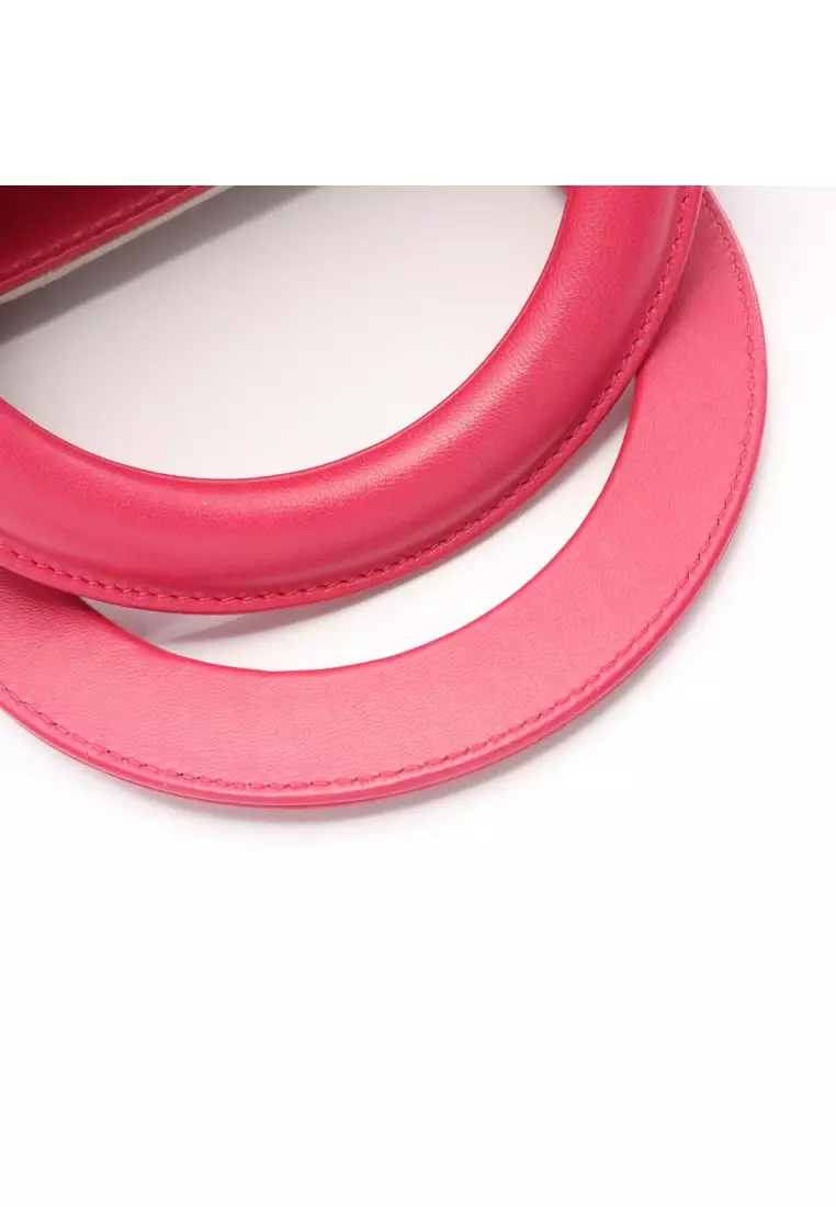 Pre-Loved Christian Dior LADY DIOR lady dior Canage Handbag leather light beige blue Pink purple 2WAY