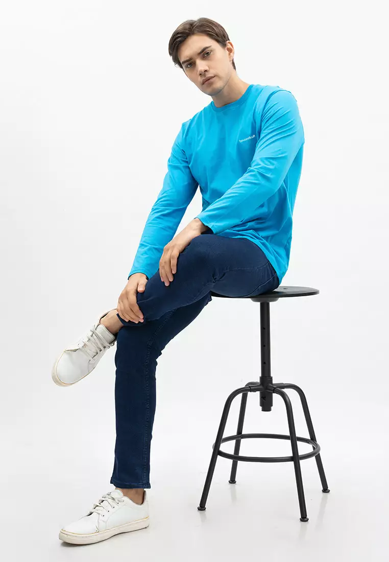 Houseofcuff Kaos Cotton Combed Lengan Panjang Pria Biru Muda