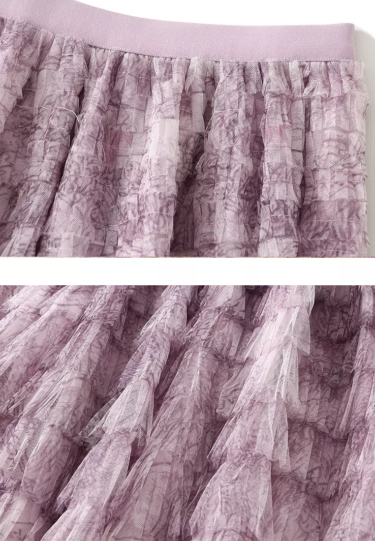 Tie-dyed Mesh Tiered Skirt‌ AF-0327