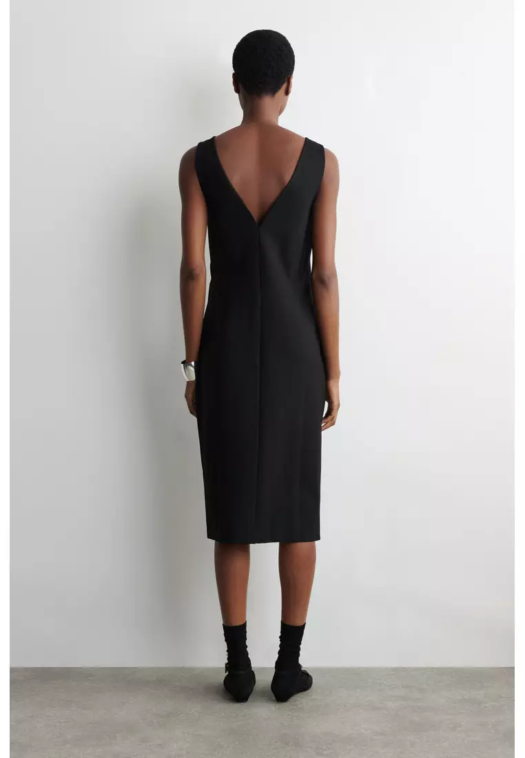 V-NECK WRAPPED MIDI DRESS