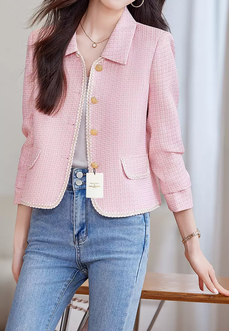 Cropped Square Collar Suit Jacket YGH-EY8932