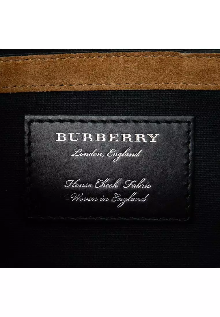 Pre-Loved Burberry Small Leather And House Check Canvas Derby Macken Crossbody