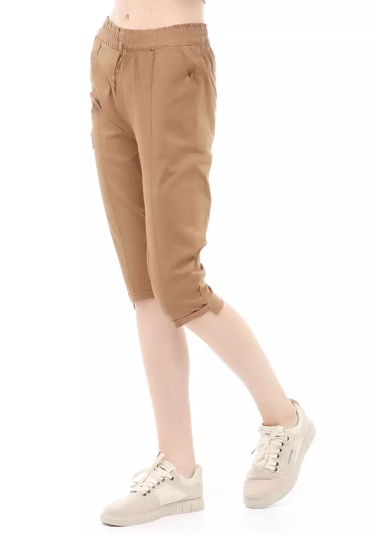 Madoc Short Pants Celana Pendek Kasual Wanita 3/4 Street Material Cotton ORGINAL - Mocca