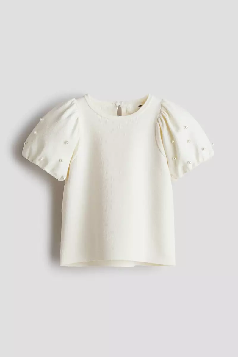Bead-detail fine-knit top