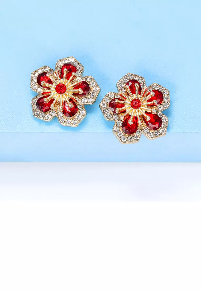 Red flower new arrivals earrings