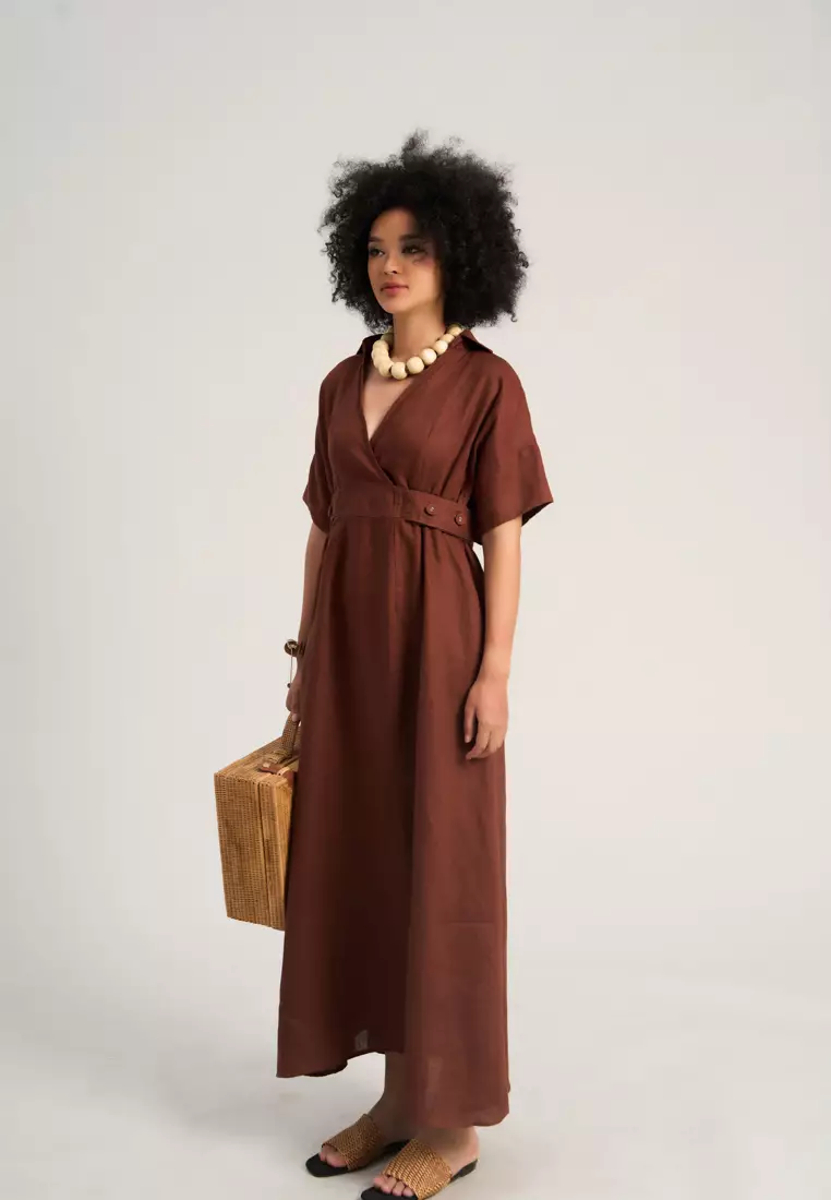 Linen Maxi Wrap Dress