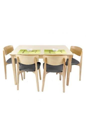 Buy Born In Colour Shizen Japandi Natural 4 Seater Dining Set B 1250 Table 4 Chairs Online On Zalora Singapore
