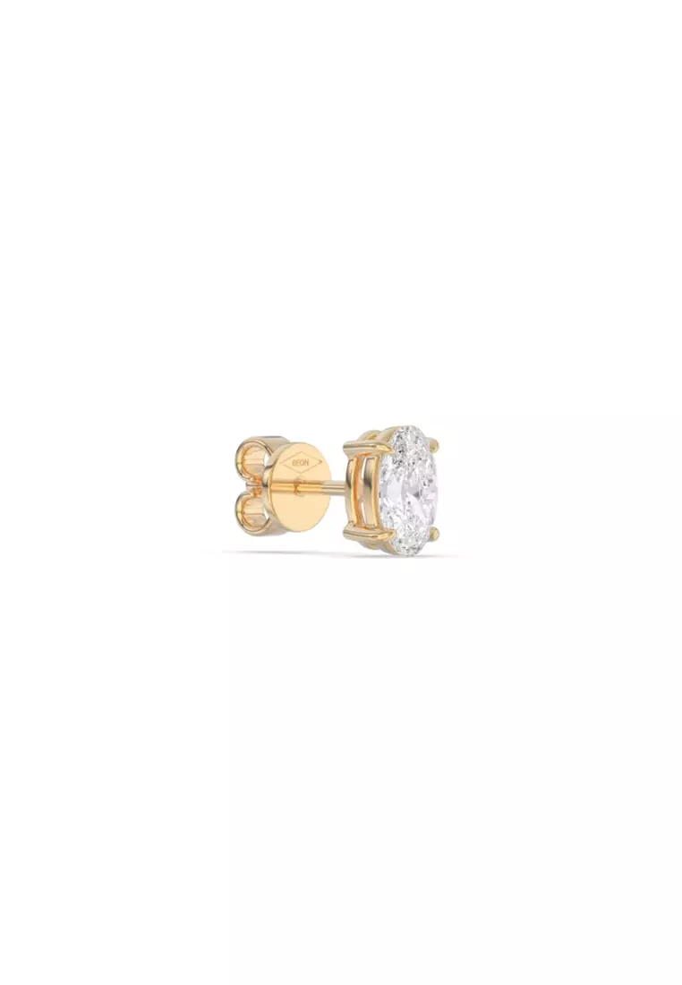 0.86ct TDW Refined Oval Lab Grown Diamond Stud Earrings in 14K Yellow Gold D/E-VVS/VS