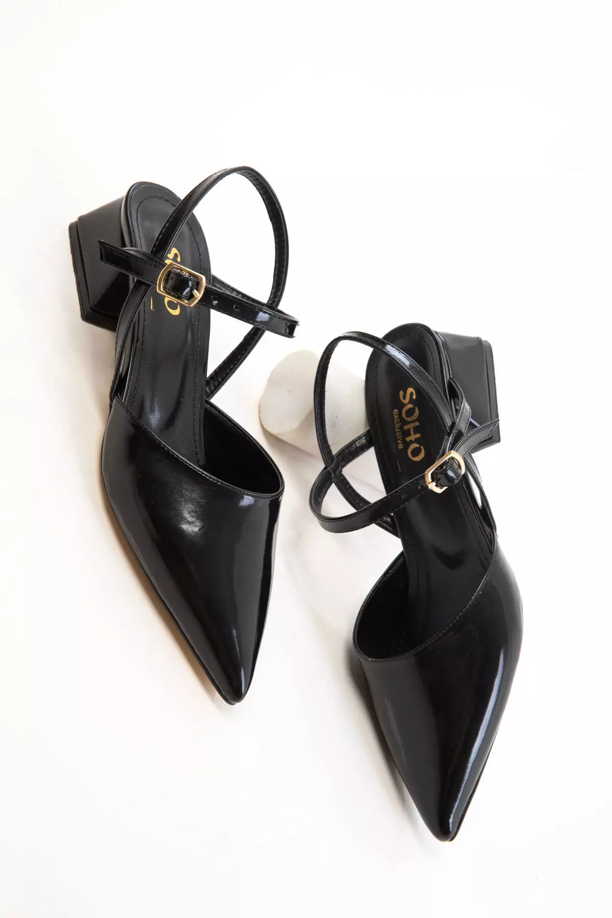 Black Patent Leather Women's Classic Heeled Shoes 20655