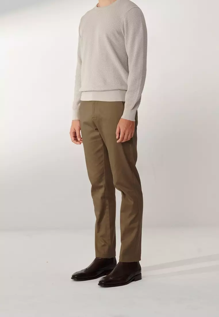 Dark Khaki Slim-Fit Stretch Chinos
