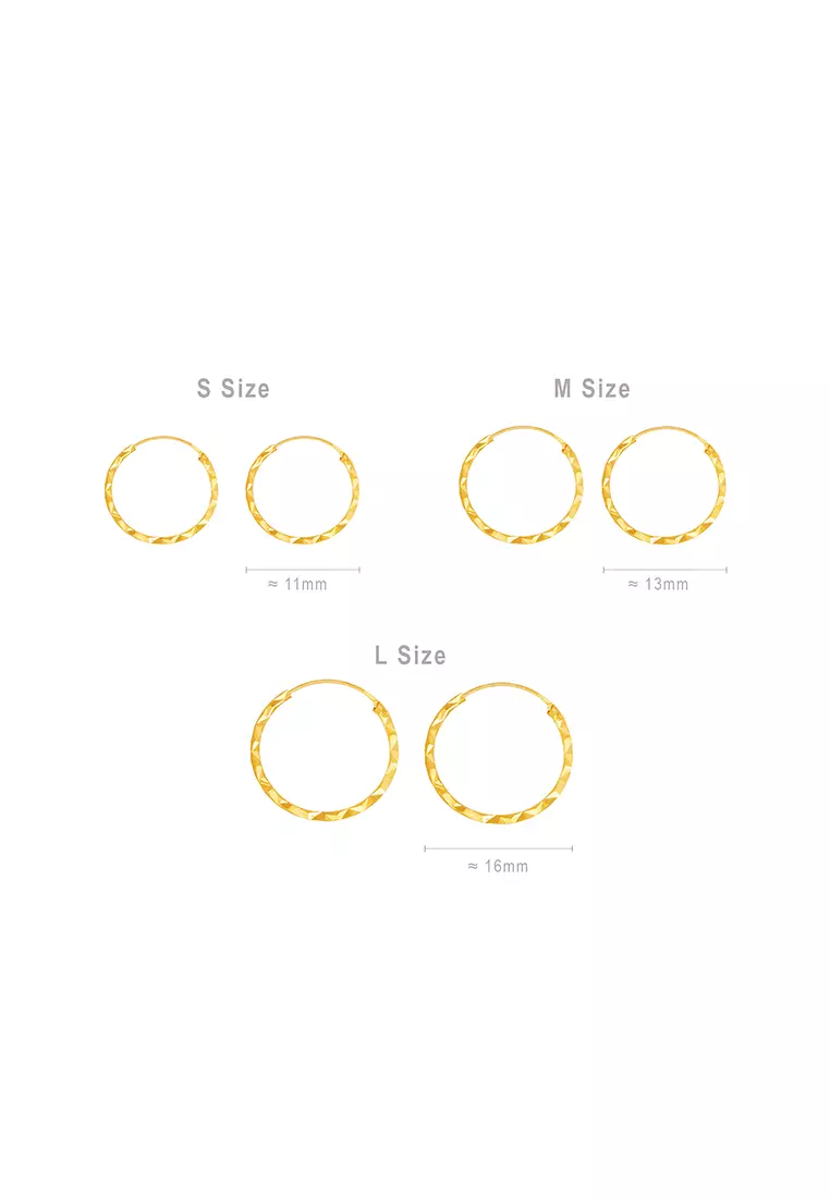 375/9K Gold Round Earrings S77C (M Size)