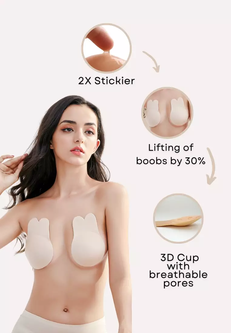 Special Bundle Dahlia Breast Lift Up Nubra in Nude Seamless Invisible Reusable Adhesive Stick On Bra and Nipple Cover Silicone