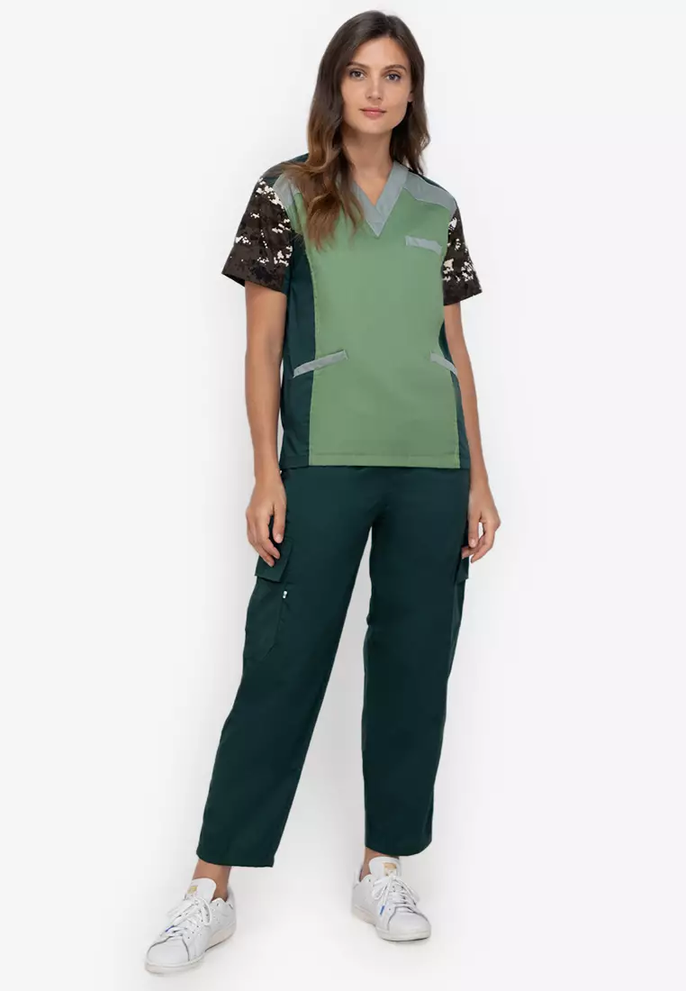Scrub Suit Medical Doctor Nurse Uniform SS09 CARGO Pants V-Neck with  Shoulder and Side Combination