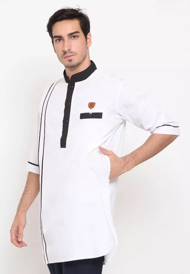 Zayidan Baju Koko Gamis Muslim Pria Emran - Putih