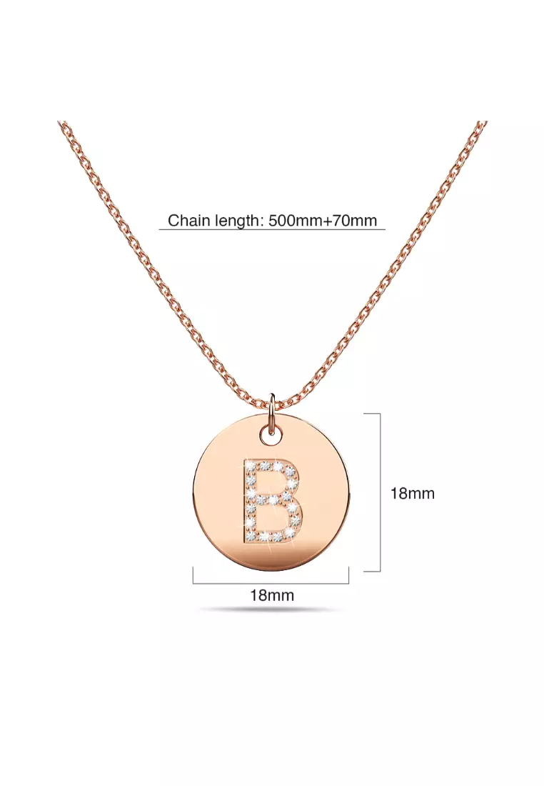 Initials Fabulous Alphabet Letter Necklace Rose Gold Layered Steel Jewellery - B