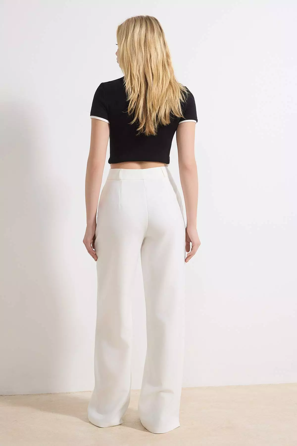 White Wide Leg /Wide Leg Bootcut Woven Fabric Trousers Twoaw21Pl332