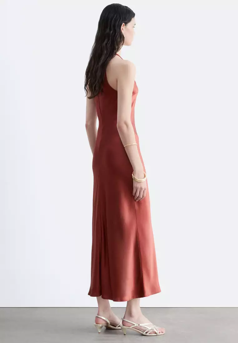 Sleeveless Satin Midi Dress